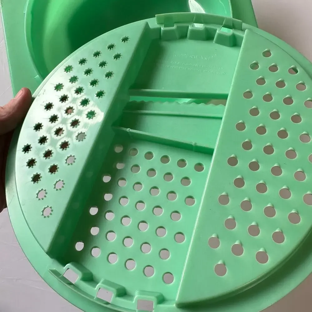 Vintage Tupperware 2-piece Jadeite Green Cheese Grater 787-3 Slicer Bowl 786-4